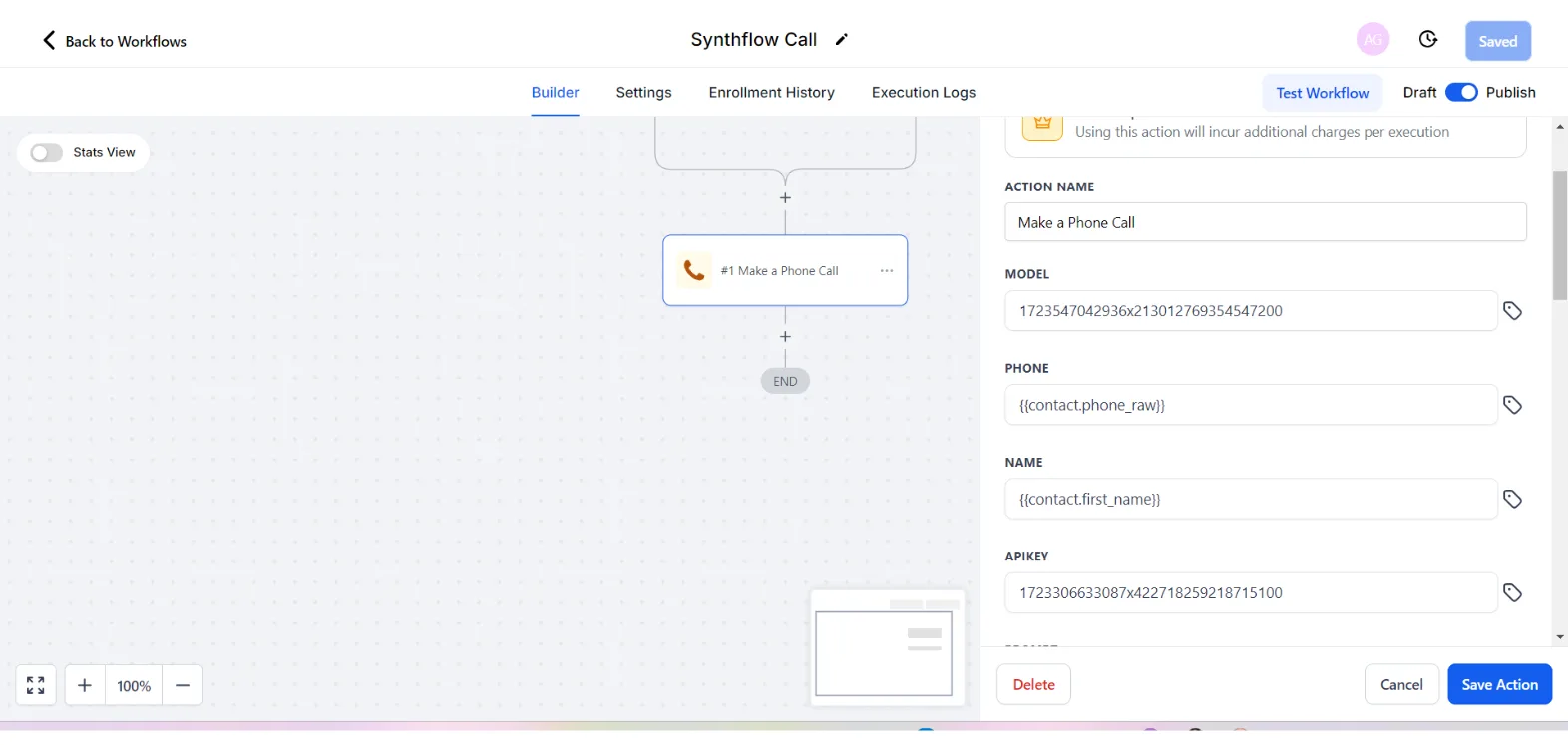 GoHighLevel workflow: Make a Phone Call
